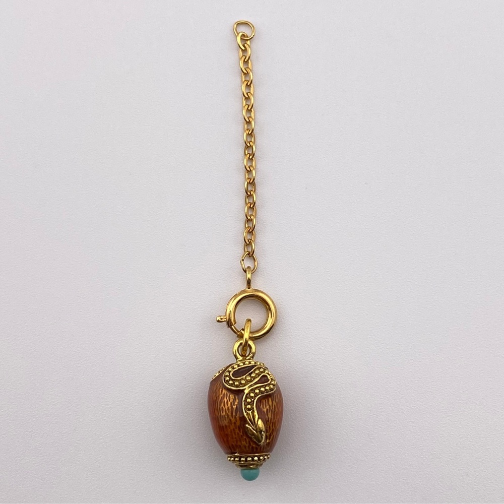 Vintage Joan Rivers Faberge Style Egg Serpent Snake Charm Extender